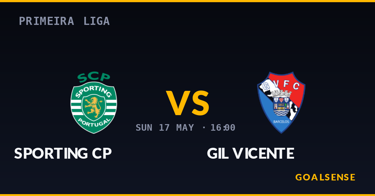 วิเคราะห์บอล สปอร์ติ่ง ซีพี vs กิล วิเซนเต 16 พ.ค. 69 : สิงห์ลิสบอนต้องเก็บสามแต้มเพื่อรักษาแต้มความเป็นลีดเดอร์